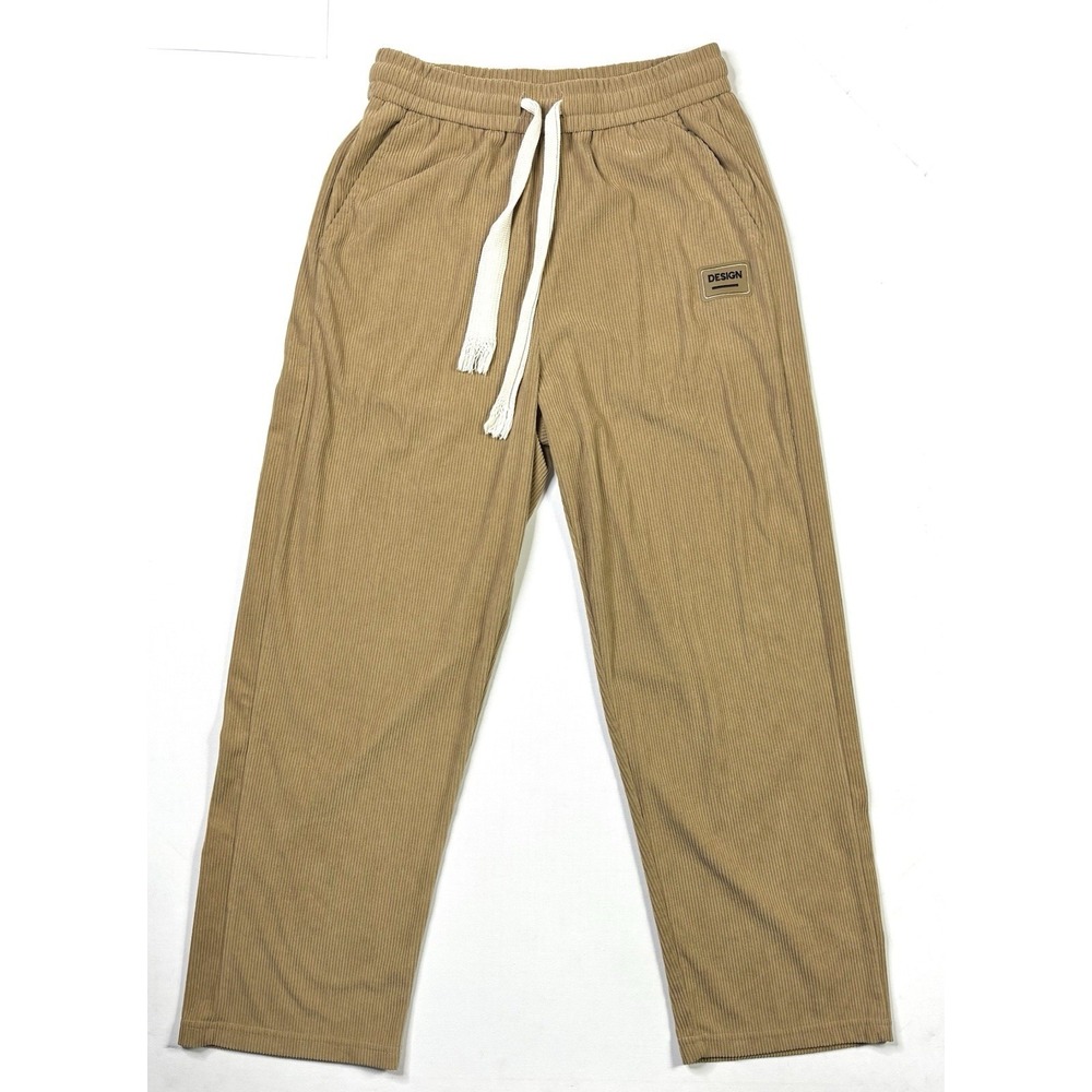 Design Joggers Men's Medium Corduroy Japanese Pants Beige Straight Leg